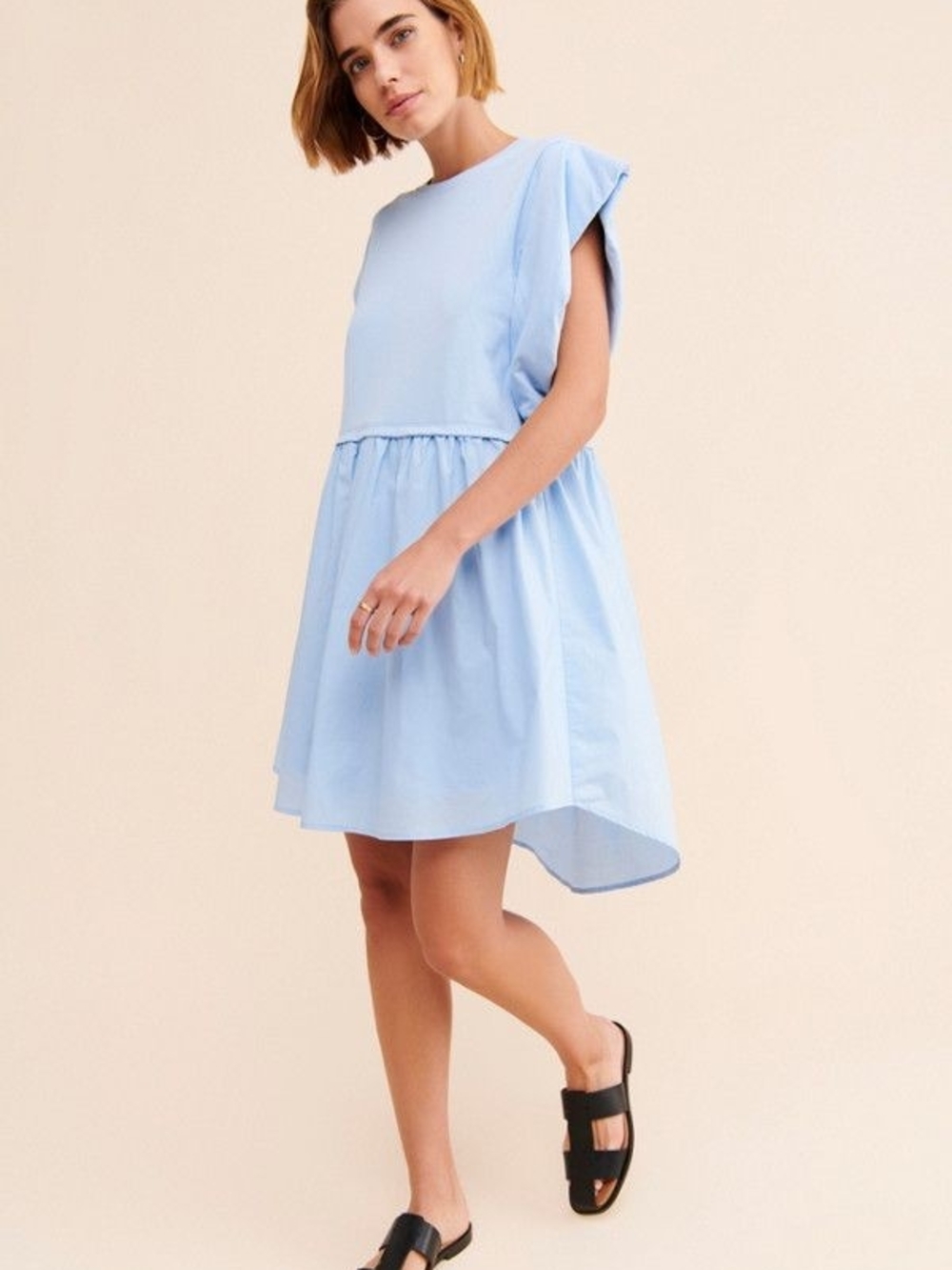 English Factory Light Blue Short Sleeve Midi Dress